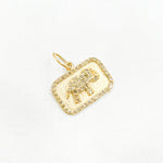Load image into Gallery viewer, 14k Solid Gold Diamonds Elephant Rectangle Charm. GDP517