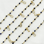 Load image into Gallery viewer, Lapis Lazuli &amp; CZ Dangle Gold Plated Wire Chain. LAP13
