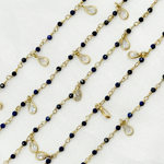Load image into Gallery viewer, Lapis Lazuli & CZ Dangle Gold Plated Wire Chain. LAP13