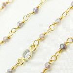 Load image into Gallery viewer, Coated Multi Moonstone & CZ Gold Plated Wire Chain. CMS66