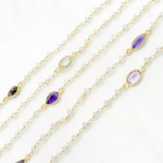 Load image into Gallery viewer, White Moonstone & Multi Stone Gold Plated Wire Chain. MS70