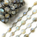 Load image into Gallery viewer, Labradorite Mix Shape Bezel Wire Chain. LAB16