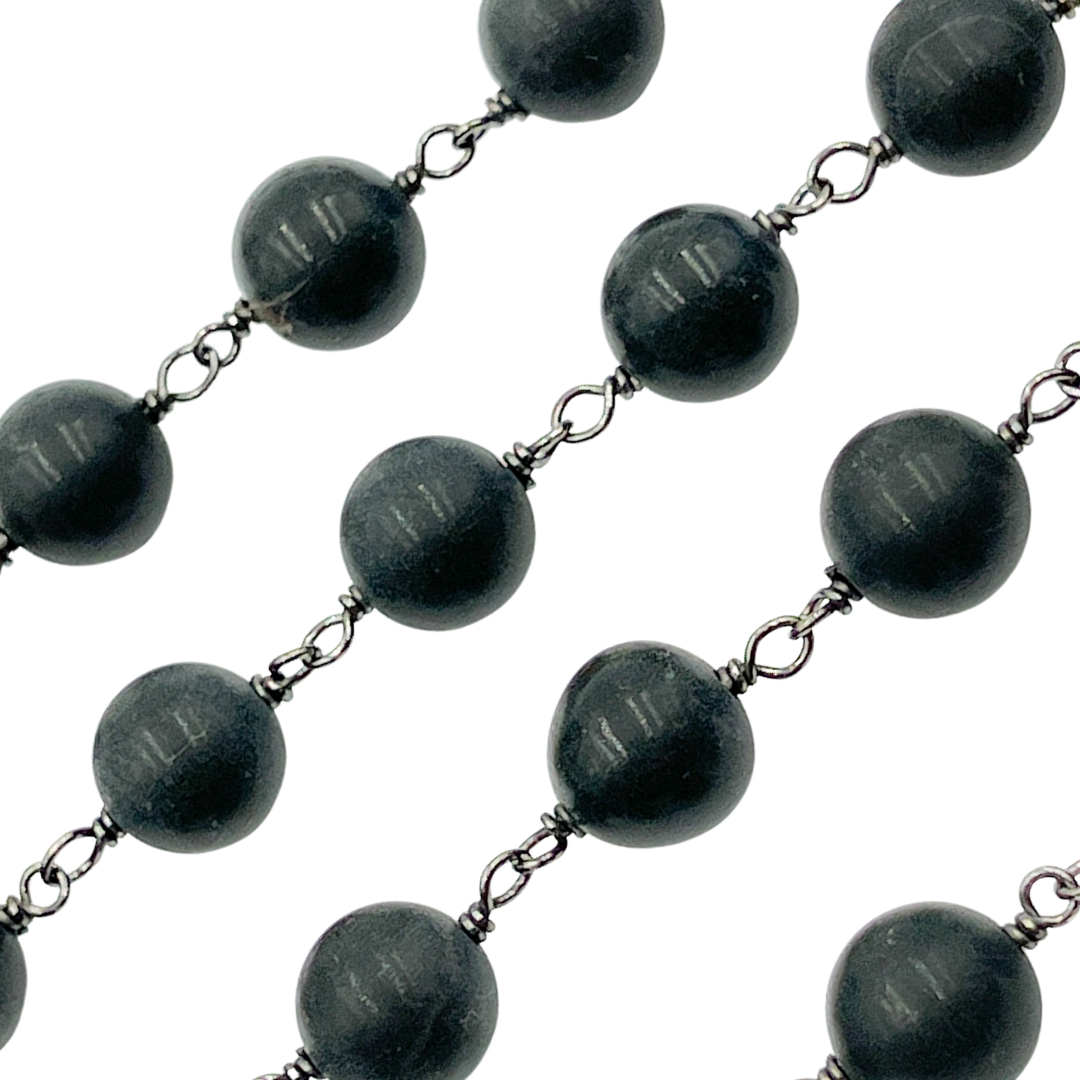 Black Onyx Gemstone Round Shape Chain. BO1