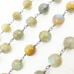 Load image into Gallery viewer, Coated Labradorite Round Shape Oxidized Wire Chain. CLB57