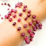 Load image into Gallery viewer, Dyed Ruby Gold Plated Wire Chain.