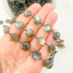Load image into Gallery viewer, Labradorite Oxidized Wire Chain. LAB64