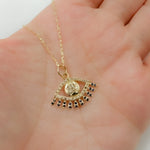 Load image into Gallery viewer, 14K Solid Gold Evil Eye Pendant with Diamonds & Stone. GDP367