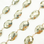 Load image into Gallery viewer, Pyrite With Marquis Shape Gold Plated Wire Chain. PYR52
