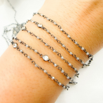 Load image into Gallery viewer, Coated Labradorite CZ Combination Oxidized Wire Chain