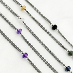 Load image into Gallery viewer, Multi Gemstone Double Oxidized Connected Wire Chain. MGS6