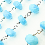 Load image into Gallery viewer, Turquoise Rondel Shape Oxidized Wire Chain. TRQ32