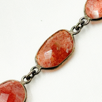 Load image into Gallery viewer, Strawberry Quartz Organic Shape Bezel Oxidized Wire Chain. STQ1