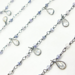 Load image into Gallery viewer, Coated Blue Moonstone & CZ Dangle Oxidized Wire Chain. CMS37