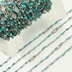 Load image into Gallery viewer, Chrysocolla and C.Z. Oxidized Wire Chain. CSO7