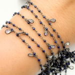 Load image into Gallery viewer, Lapis Lazuli & CZ Dangle Gold Plated Wire Chain