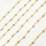 Load image into Gallery viewer, Coated Grey Moonstone Gold Plated Wire Chain. CMS62