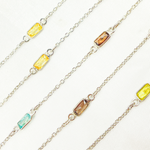 Load image into Gallery viewer, Multi Color Cubic Zirconia Rectangular Shape Connected Chain. CZ46