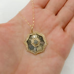 Load image into Gallery viewer, KSG55. 14k Solid Gold and Sterling Silver Black Rhodium Diamonds Shape Charm