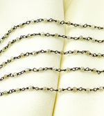 Load image into Gallery viewer, Coated Moonstone Oxidized 925 Sterling Silver Wire Chain. CMS48