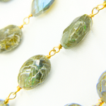 Load image into Gallery viewer, Labradorite Oval Shape Gold Plated Wire Chain. LAB79