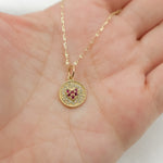 Load image into Gallery viewer, 14k Solid Gold Diamond and Gemstone Circle Heart Charm. GDP409
