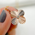 Load image into Gallery viewer, KG294RG. 14k Solid Gold Diamonds Clover Charm