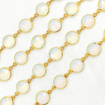Load image into Gallery viewer, Opalite Round Shape Bezel Gold Plated Wire Chain. OPA4
