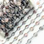 Load image into Gallery viewer, Coated Chocolate Moonstone Round Shape Bezel Oxidized Wire Chain. CMS13