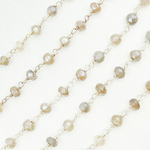Load image into Gallery viewer, Coated Grey Moonstone 925 Sterling Silver Wire Chain. CMS89