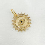 Load image into Gallery viewer, 14k Solid Gold Diamond Circle Eye Charm. GDP344