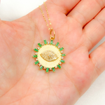 Load image into Gallery viewer, 14K Solid Gold Diamond Evil Eye Charm with Gemstones. GDP635