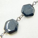Load image into Gallery viewer, BSP22. Black Spinel Hexagon Shape Oxidized Wire Chain