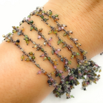 Load image into Gallery viewer, Multi Tourmaline Cluster Dangle Oxidized Wire Chain. MTO16