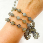 Load image into Gallery viewer, Labradorite Round Oxidized Wire Chain. LAB67