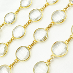 Load image into Gallery viewer, Crystal Round Shape Bezel Gold Plated Wire Chain. CR14