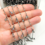 Load image into Gallery viewer, Coated Green Quartz & CZ Dangle Oxidized Wire Chain. CQU44