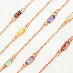 Load image into Gallery viewer, Multi Color Cubic Zirconia Rectangular Shape Connected Chain. CZ46