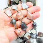 Load image into Gallery viewer, Multi Moonstone Organic Shape Bezel Oxidized Silver Wire Chain. MMS1