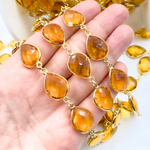 Load image into Gallery viewer, Hydro Quartz Pear Shape Bezel Gold Plated 925 Sterling Silver Wire Chain. HQ4