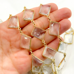 Load image into Gallery viewer, Crystal Rectangular Shape Bezel Gold Plated Wire Chain. CR8