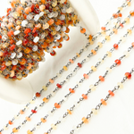 Load image into Gallery viewer, Fire Opal Oxidized Gold Plated Wire Chain. FOP2
