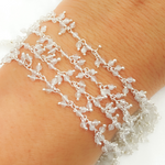 Load image into Gallery viewer, White Moonstone Cluster Dangle 925 Sterling Silver Wire Chain