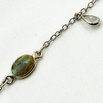 Load image into Gallery viewer, White Moonstone Bezel Set Oval & Pear Shape CZ Dangle Wire Chain. LAB13