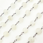 Load image into Gallery viewer, White Moonstone Round Shape Oxidized Wire Chain. WMS31