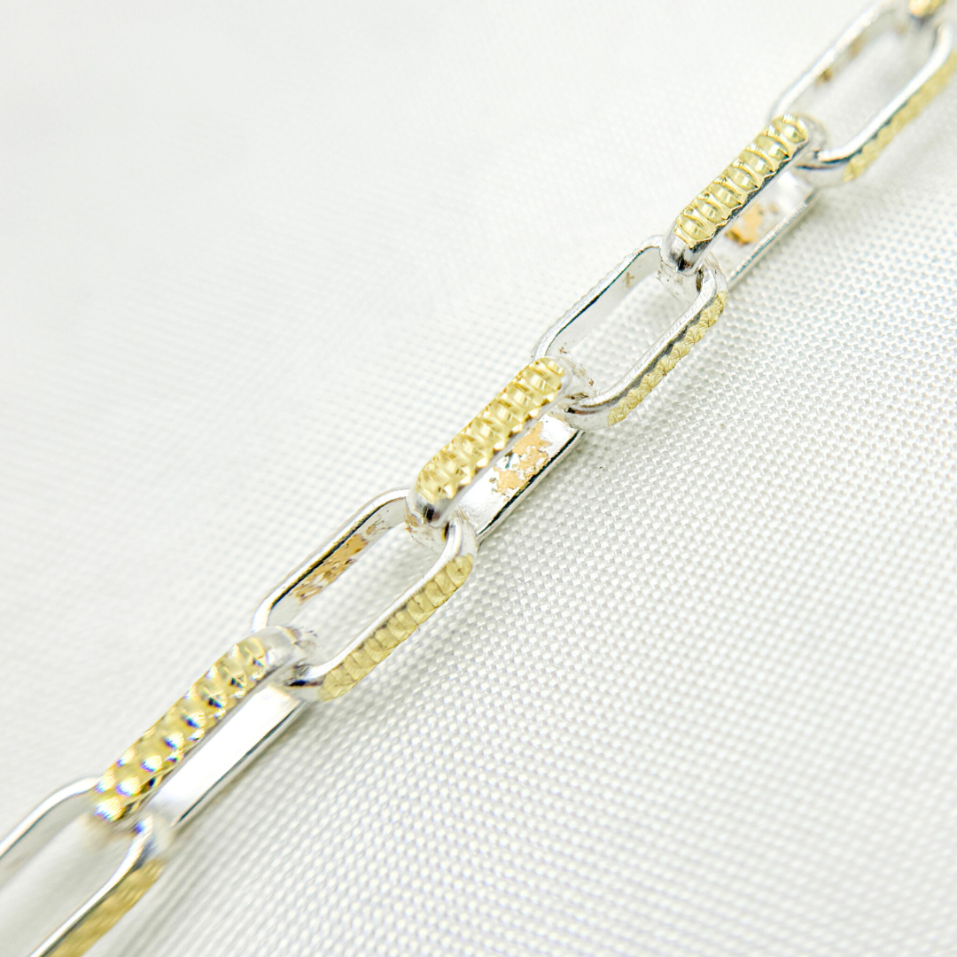 Two Tone Gold Plated and 925 Sterling Silver Paperclip Chain. Z114GS