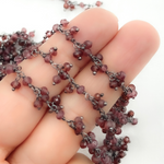 Load image into Gallery viewer, Garnet Cluster Dangle Oxidized Wire Chain.