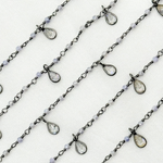 Load image into Gallery viewer, Coated Blue Quartz & CZ Dangle Oxidized Wire Chain. CQU42