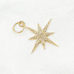 Load image into Gallery viewer, 14K Solid Gold Diamond Star Charm. GDP382