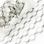 Load image into Gallery viewer, Crystal Hexagon Shape Bezel Oxidized Wire Chain. CR2