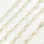 Load image into Gallery viewer, White Rainbow Moonstone Gold Plated Wire Chain. MS54